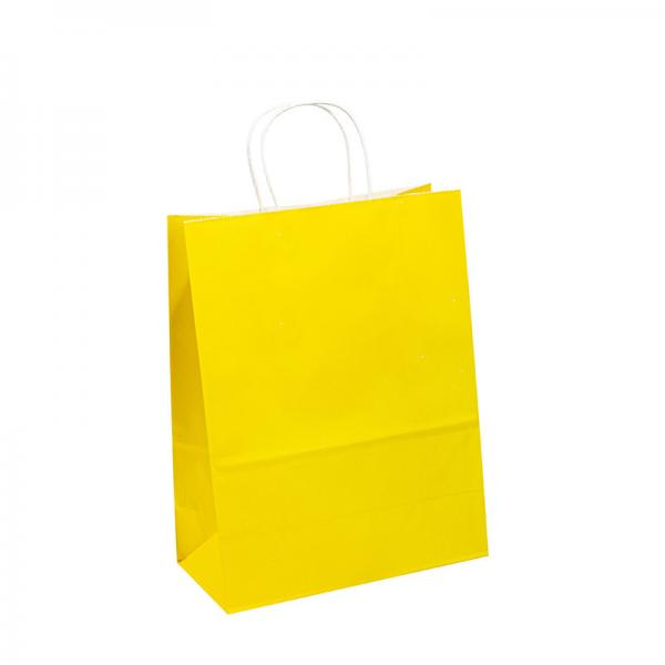 Quality Yellow Garment Paper Bags , Sustainable Kraft Shopping Bags With Handle for sale