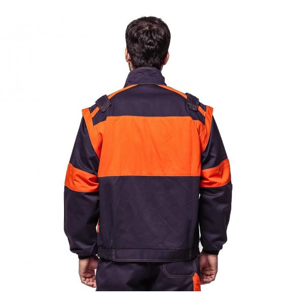 Quality Contrast Color Orange Industrial Work Jackets 100% Cotton With Detachable for sale