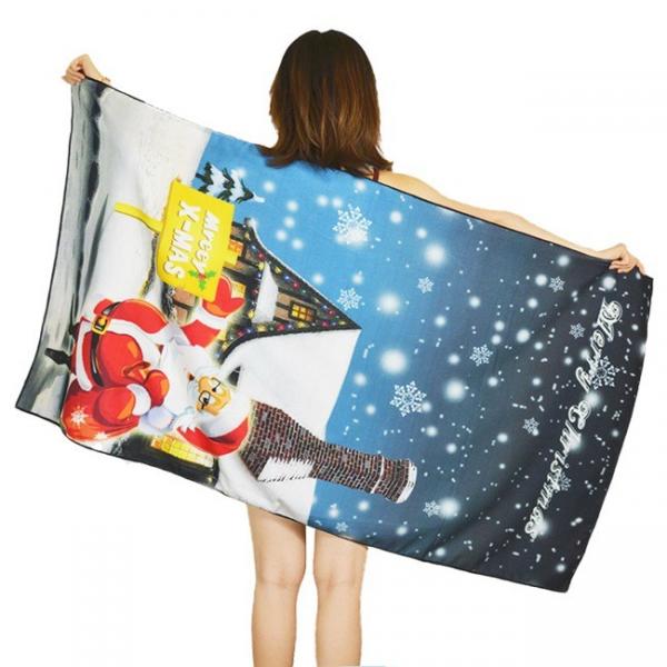 Quality Designer Recycled Microfiber Christmas Beach Towels Quick Dry 400gsm for sale