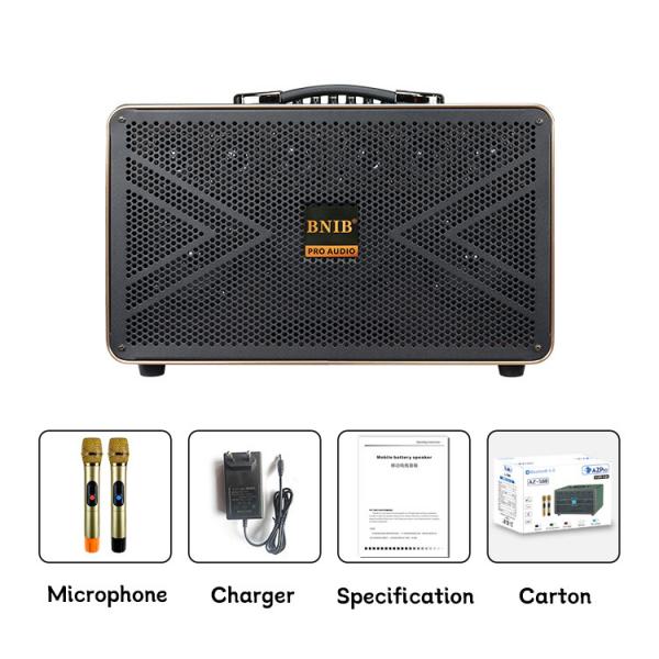 Quality 70W Wooden Portable Outdoor Bluetooth Speaker With 2 Mic 4 Ohms Impedance for sale
