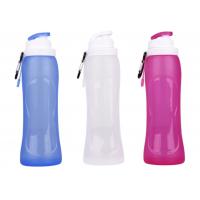 China Blue Workout Water Bottles 500ML Foldable Silicone Sports Bottle factory