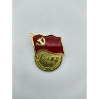 China Safty Communist Lapel Pins Electroplate Diecasting Colour Filling for sale