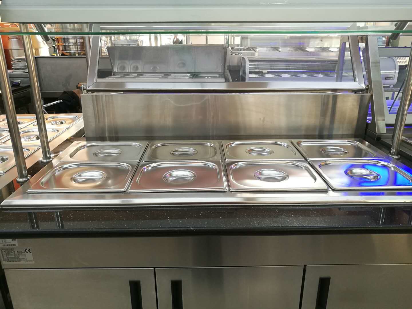 China Marble Stainless Steel Catering Equipment Hot Food Unit Standing Bain Marie 1600*900*800+560mm factory