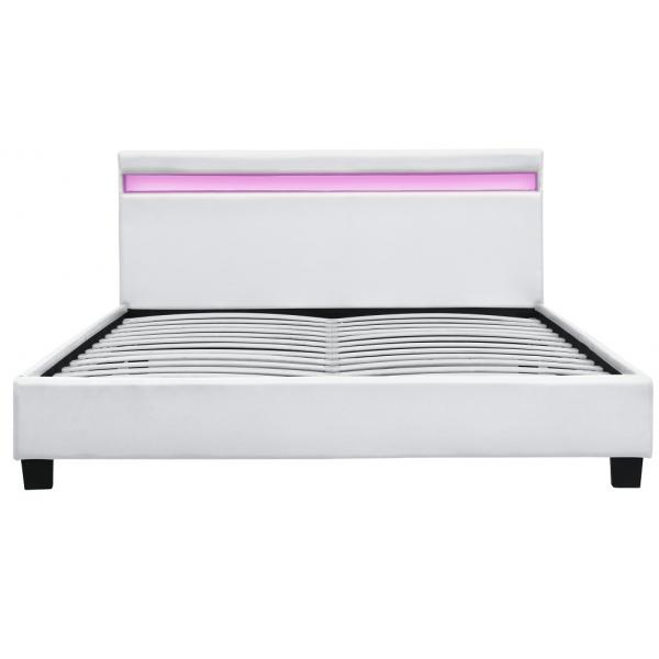 Quality Platform RGB LED Upholstered Bed Frame With LED Lights Cheap Easy Assemble PU Leather for sale