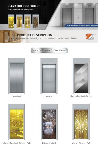 SUS 201 304 316 0.6mm Thick Mirror Etched Design Stainless Steel Sheet Customized Pattern for Elevator Door