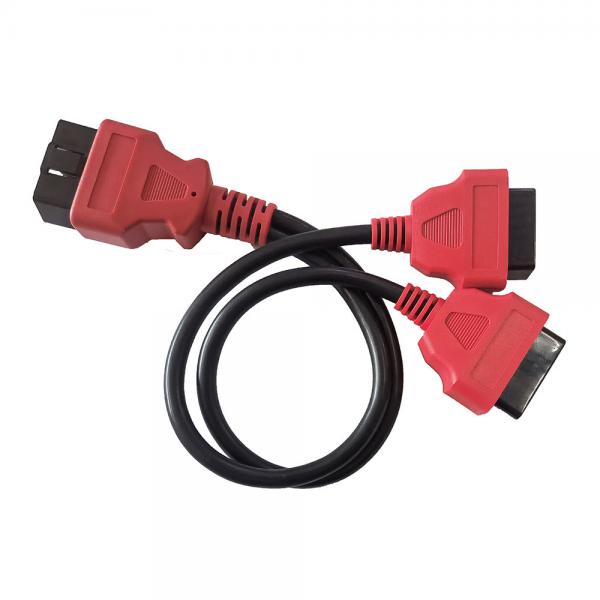 Quality Red Connector Obd2 Adapter Cable Length 30cm 16 Pin Male To 2 Female for sale