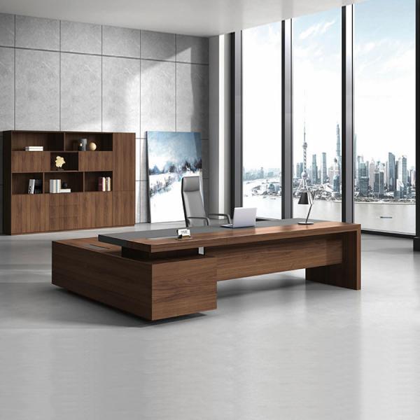 Quality Brown Executive Desk Sets 900mm Wooden Office Desk With Cabinet​ for sale