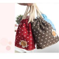 Quality Promotional lint Polka Dot Mini Handbag Drawstring Bag folding pouch pocket for sale