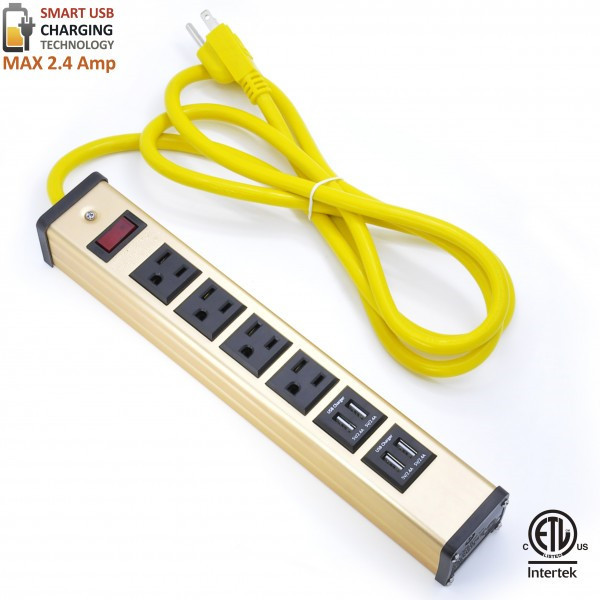 Quality Multi Outlet Desktop Power Strip With USB , Slim Power Bar With USB Charger for sale