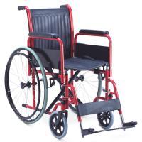China Footrest Armrest Folding Steel Wheelchair Ultra Lightweight Portable Wheelchair Castor factory