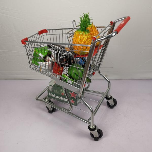 Quality Small 60L Metal Shopping Trolley Grocery Store Shopping Cart With PU Wheels for sale
