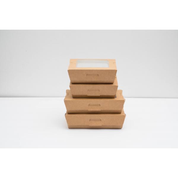 Quality Fast Food Kraft Paper Take Out Boxes Salad Kraft Package Box With Window for sale