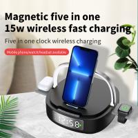 Quality Multifunctional Qi Alarm Table Clock With Wireless Charger 5 In 1 for sale