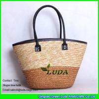 China LUDA designer leather handbags nice wheat straw oversized handbags for sale