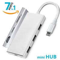 China 7 port USB-C hub with usb3.0 SD TF HDMl for macbook pro USB-C Hub with 3 USB 3.0 Ports for New MacBook Type C Adapter factory