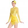 China Long Sleeves Stunning Tap Costume Rows Fringes Mock Neck Dance Dress Performance Wear factory
