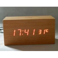 China LED wood clock with voice control, touch function and snooze for sale