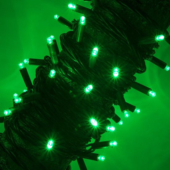 mini led string lights, f5 green leds, 75ct, lighted length 24.