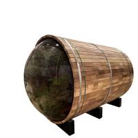 Quality Red Cedar Wood Barrel Sauna 180x240CM Outdoor Saunas with Panonamic for sale
