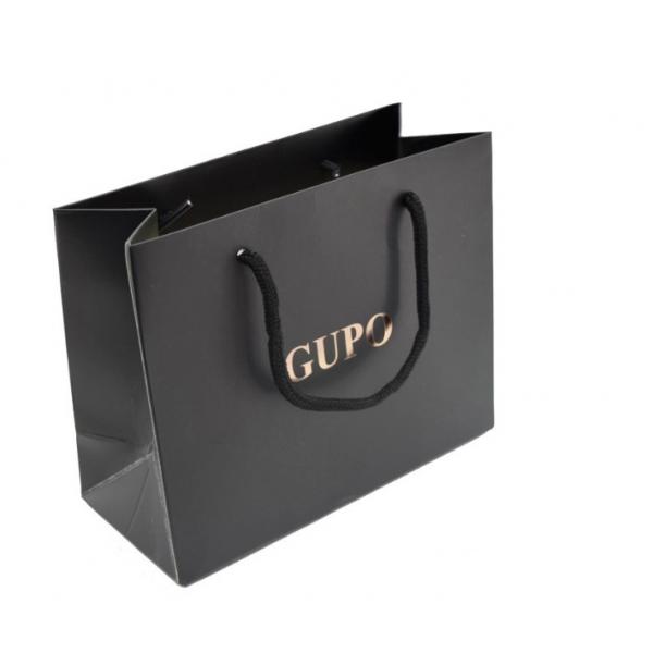 Quality Black Color Personalized Paper Bags , Custom Printed Gift Bags Eco Friendly for sale