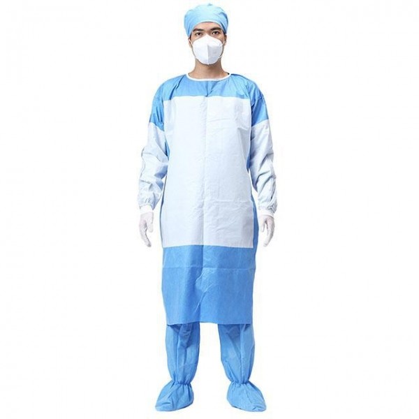 Quality EN1186 Blue Disposable Surgical Gown Non Woven Surgical Robe Against  Viruses for sale