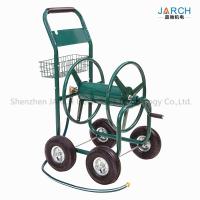 China 4 Wheel Steel Garden Hose Reel Cart 350 Feet Weather Resistant With Non - Slip Handle for sale