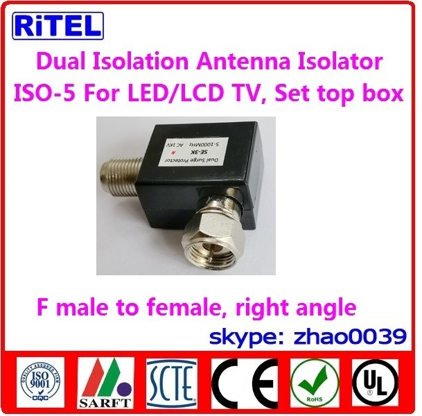 China catv_ dual isolation antenna isolator,ground isolators ISO-5 for set top box, LED TV/LCD TV factory