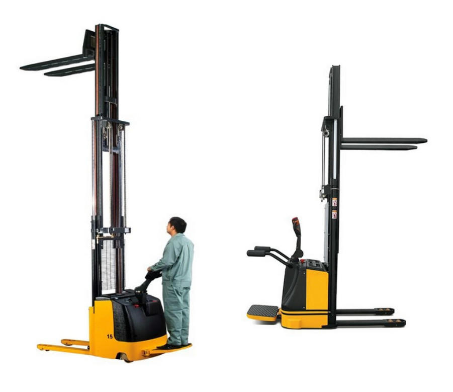 China Lifting Semi Electric Pallet Stacker 90mm Walking Type Truck Forklift factory