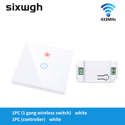 Quality Wireless Touch Wall Switches Sets RF433 1gang Luxury Glass Panel Remote Control for sale