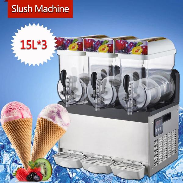 Quality 300W Stainless Steel Ice Slush Machine / 15L×3 Smoothie Slush Machine For Supermarket for sale