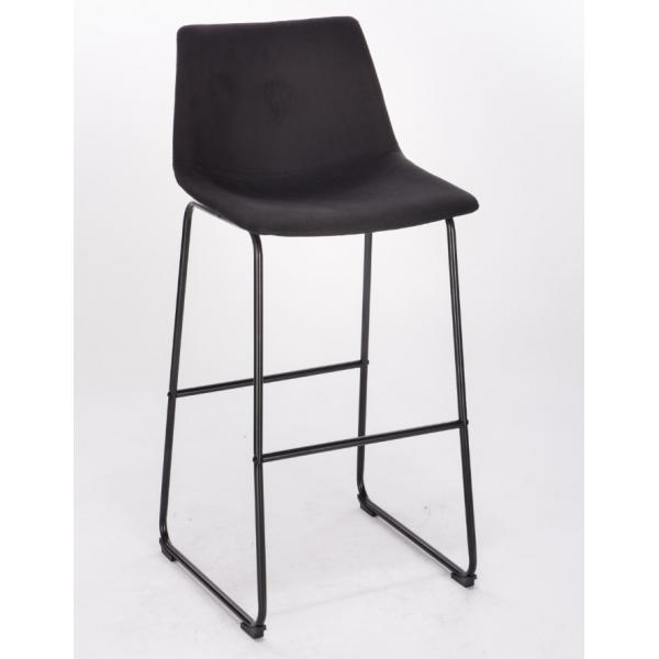 Quality Black Kitchen Upholstery Bar Stools With Leather Seats With Middle Back And Steel Leg for sale