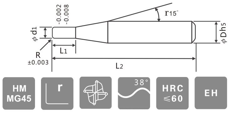 HRC60 Unequal Solid Carbide Corner Radius End Mills for Steel