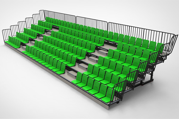 Quality Customized Size Green Chair Retractable Bleacher Seating Floor Mounted for sale