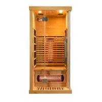 China Luxury Solid Wood Canadian Hemlock 1 Person Home Infrared Sauna Wooden Small factory