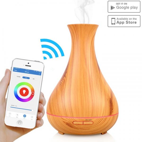 Quality Wood Grain 400ml 2.4MHZ Wifi Smart Aroma Diffuser For Large Room for sale
