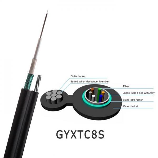 Quality GYXTC8S Self - Support Outdoor Armoured Fiber Optic Cable 12 Core Figure 8 Type for Duct or Aerial for sale