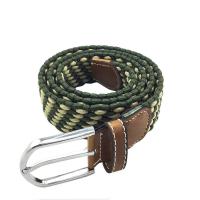 China Weaving Stretch Elastic Belt 110cm Dark Green Belt Alloy Pin Buckle factory