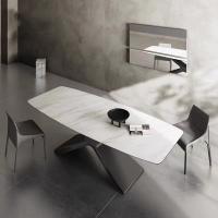 China Ceramic Marble Dining Table With X-Steel Base Dining Table factory