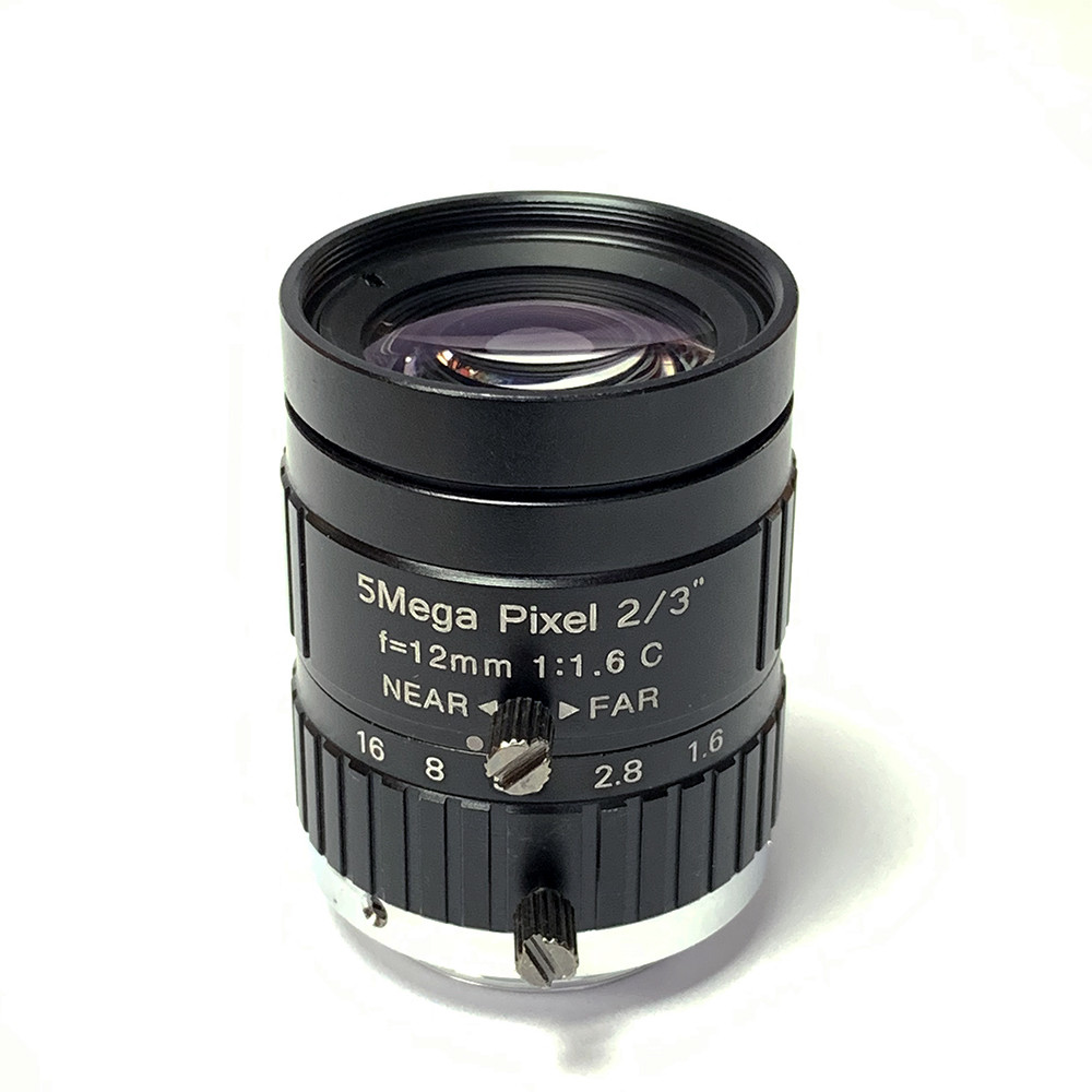 China 2/3 12mm C Mount Lens Low Distortion F1.6 5MP Professional CCTV Lens New Industrial Machine Vision Lens factory