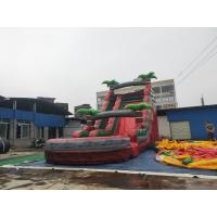 China Dark Red Colorful Water Park Inflatable Floating Slide With Pool factory
