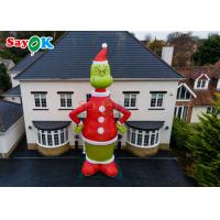 China 30ft Grinch Inflatable Cartoon Characters Green Monster Christmas Hat Household Inflatable Standing Decoration factory