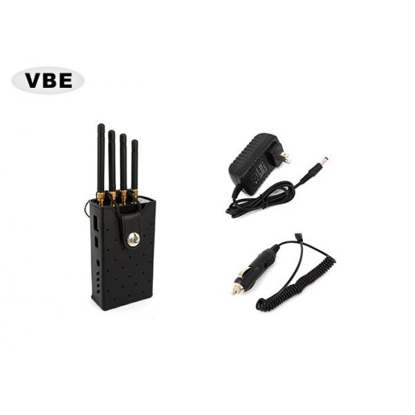 Quality 4 Bands 4W Black 30dBm Portable Phone Signal Blocker , Handheld Signale Jammer For GSM , DCS for sale
