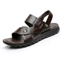 China Summer Mens Genuine Leather Sandals , Brown Mens Custom Leather Sandals factory