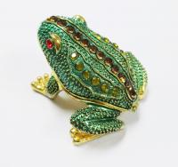 China New design reinstone enamel Jiraffe frog pewter jewelry box metal pewter frog pewter jewelry box factory