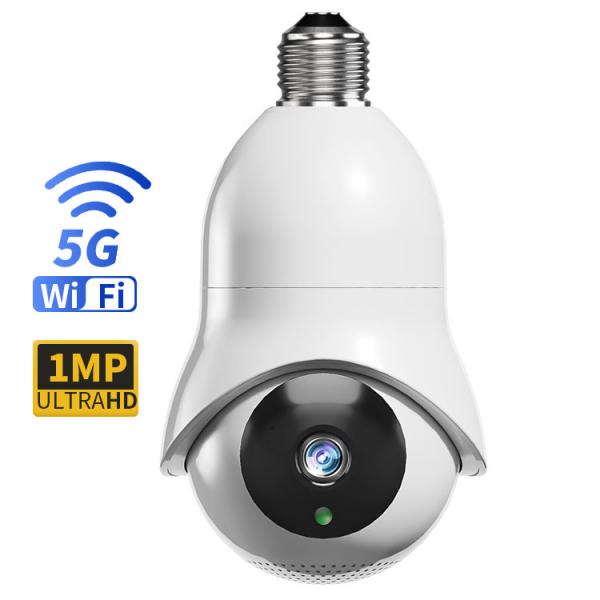 Quality Wireless 5G Indoor Light Bulb Camera , Panoramic Smart Dome Camera With App Control for sale