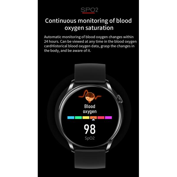 Quality Round Custom Android 1.28 Inch Smart Watch BT Calling Real Blood Oxygen for sale
