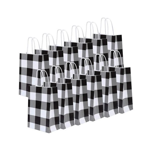 Quality Grid Pattern Custom Printed Carrier Bags , Brown Paper Gift Bags Size 16 X 8 X for sale
