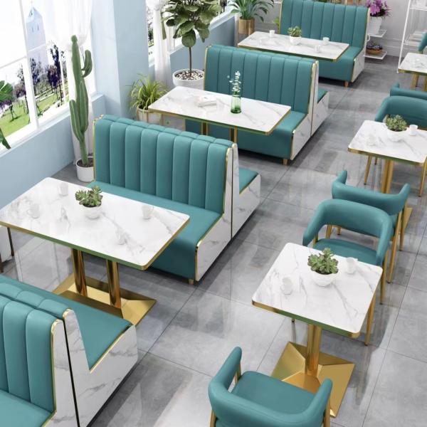 Quality Leather Hotel Restaurant Furniture Marble Art  Modern Booth Seating for sale