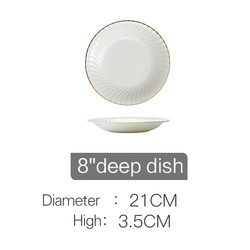 Quality Gold line White Bone china embossed tableware Wedding Ceramic charger plate for sale
