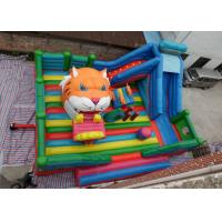 China Amusement Tiger Head childrens Inflatable Bouncy Castle With Slide factory